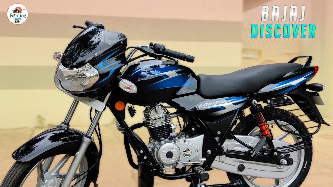 Bajaj Discover Black and Blue Glassy Finish • PaintingFromCm