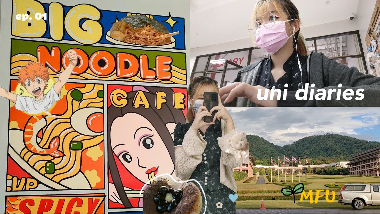 uni diaries ep.01 📚🍜: a day in my life as a student in MFU | wearing burmese dress in uni ♡