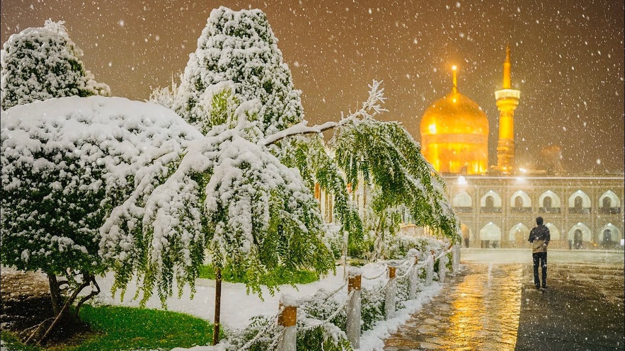 نزول الثلوج في مدينة مشهد☃️ اجواء خياليه.
