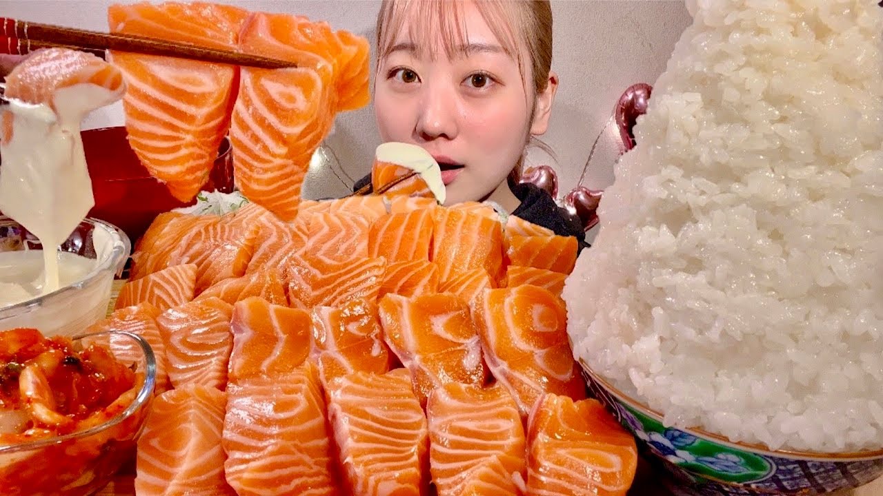 ASMR сашими из лосося【русские субтитры】【Mukbang/ Eating Sounds】