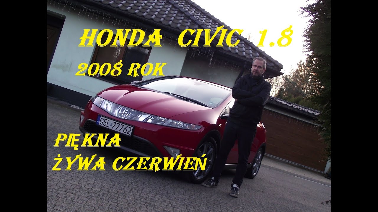 Piękna Żywa Czerwień Honda Civic UFO VIII 1.8  140KM ROK 2008 solilo.pl