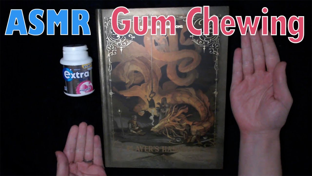 ASMR Gum Chewing | D&D Player's Handbook 2024 | Page Turning triggers, whispering, mouth sounds