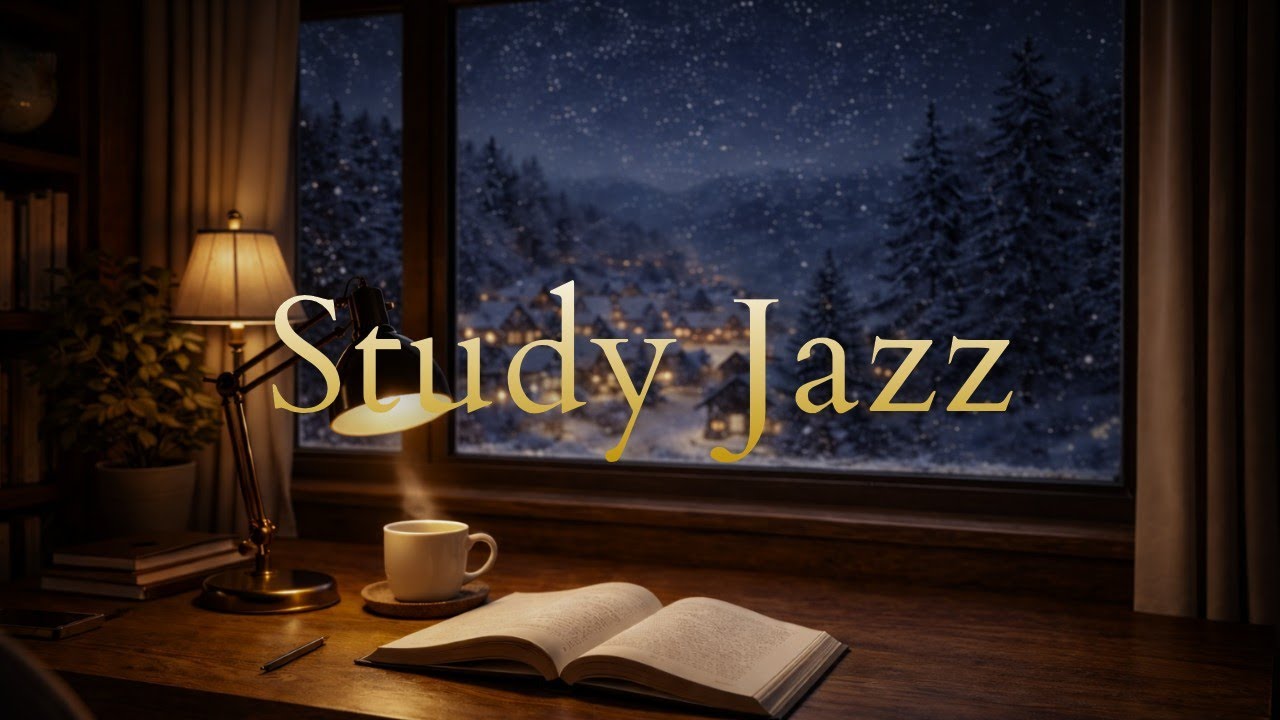 Snowy Night Study Vibes ☕ | Smooth Jazz for Focus & Relax