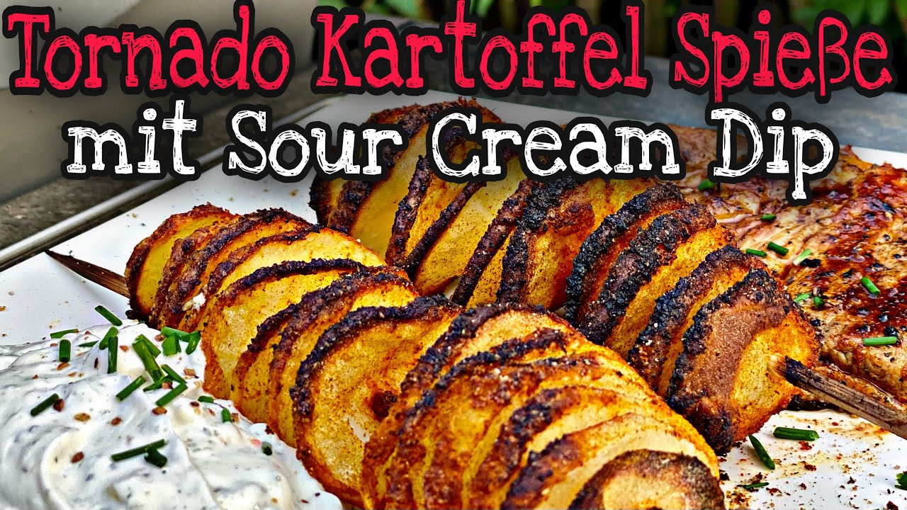 TORNADO KARTOFFELN / Gefächerte Kartoffel Spieße mit Sour Cream Dip