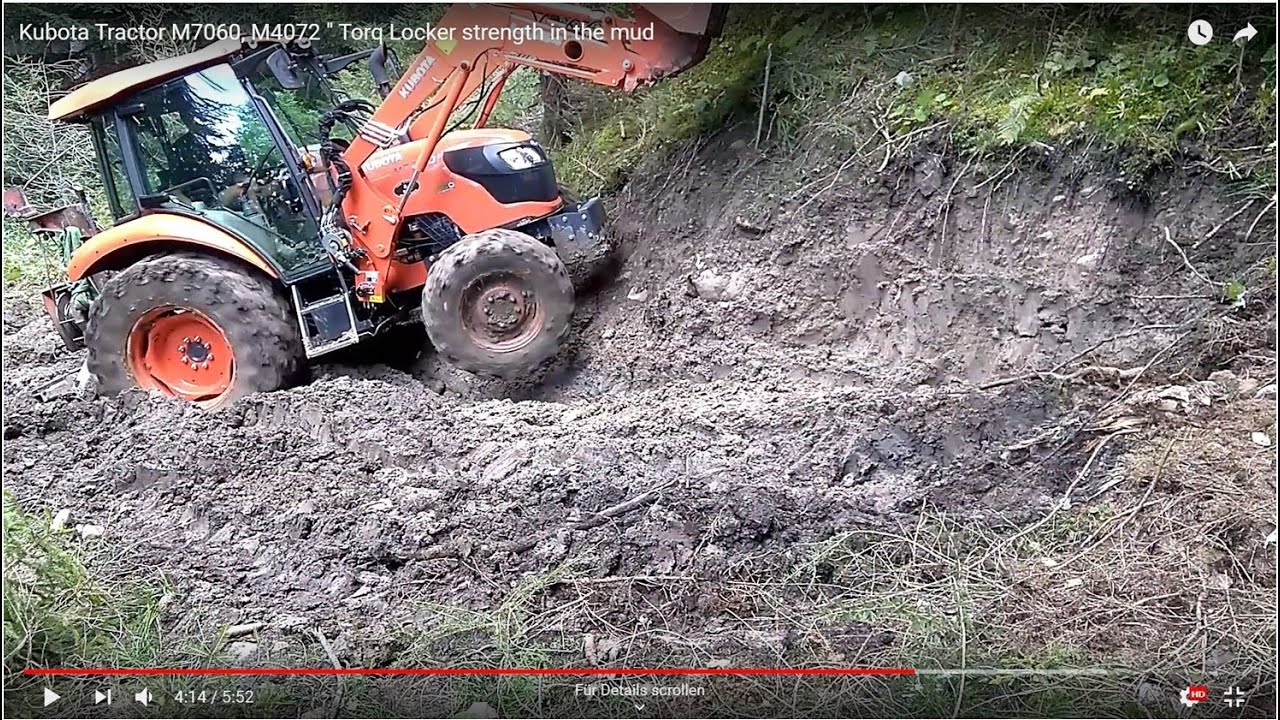 Kubota Tractor M7060, M4072 series Torq Locker (ASLD) in the mud