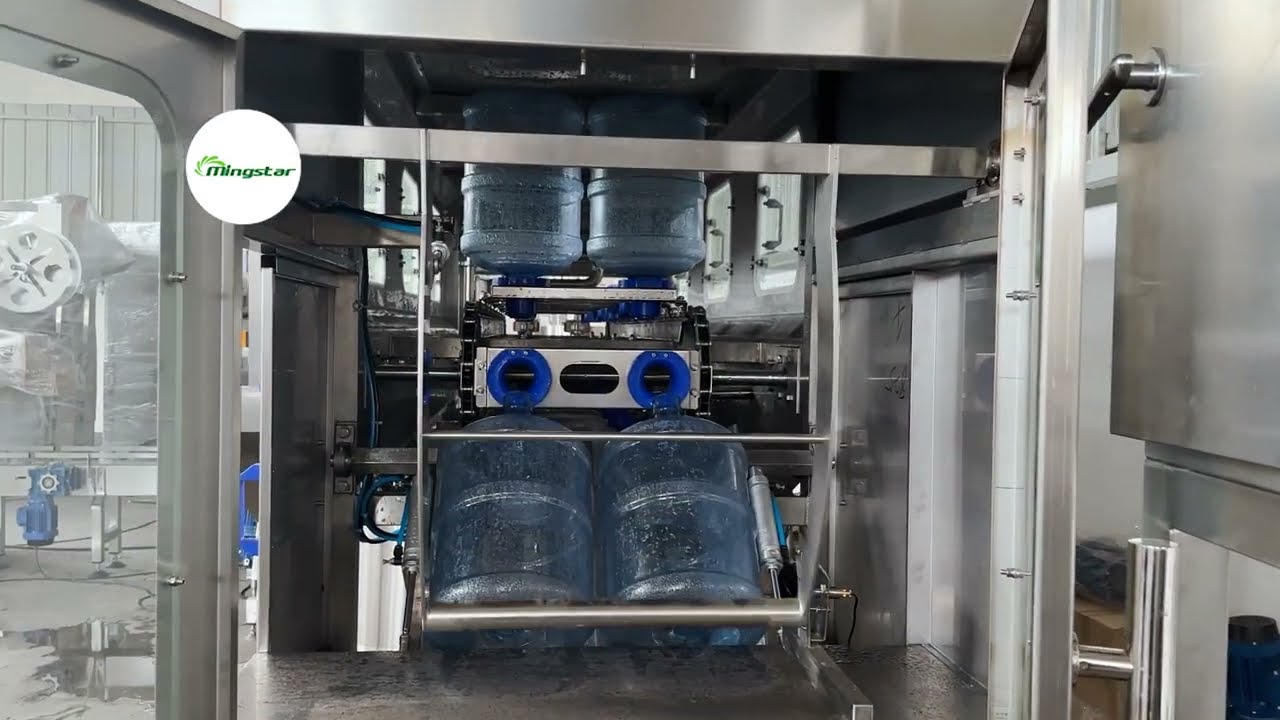 300 barrels per hour 5 gallon barrel water filling line test for Uganda customer