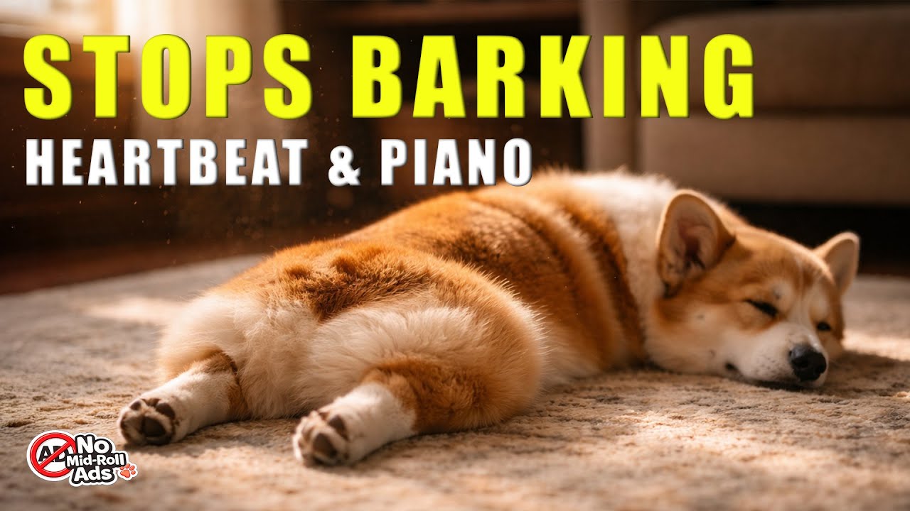 Stops Barking Instantly! 🐶 12 Hours Heartbeat ASMR & Original Piano Sleep Music [No Ads]
