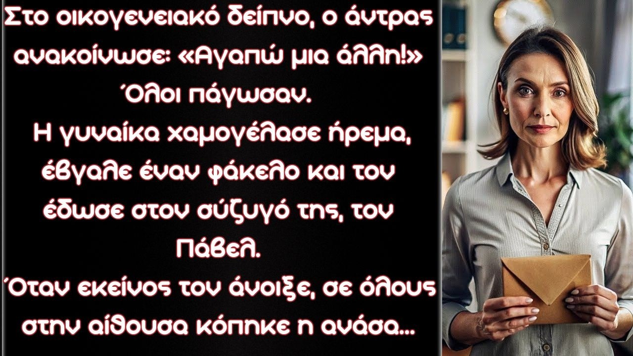 Στο οικογενειακό δείπνο ο άντρας ανακοίνωσε: «Αγαπώ μια άλλη!» Η γυναίκα χαμογέλασε ήρεμα, έβγαλε…