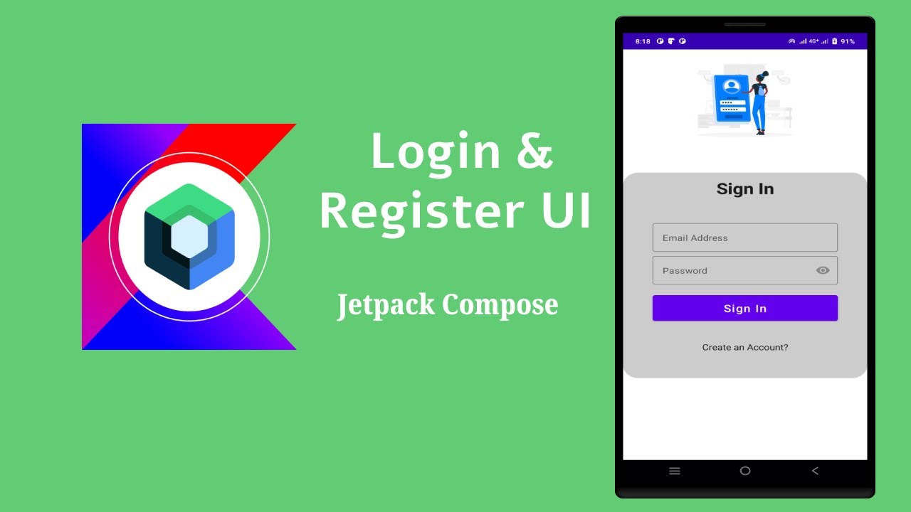 Jetpack Compose | Simple UI | Login | Register | Android | Kotlin | Make It Easy