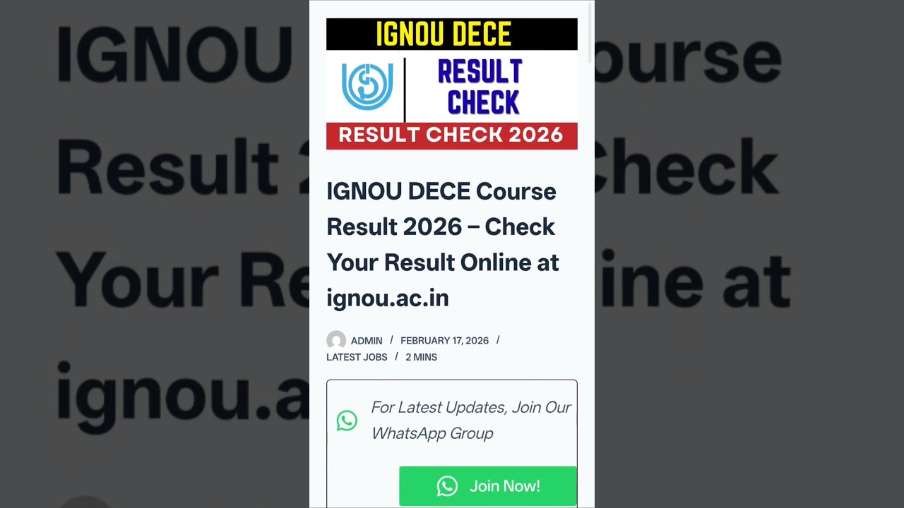 IGNOU DECE Course Result 2026 &ndash; Check Your Result Online at ignou.ac.in