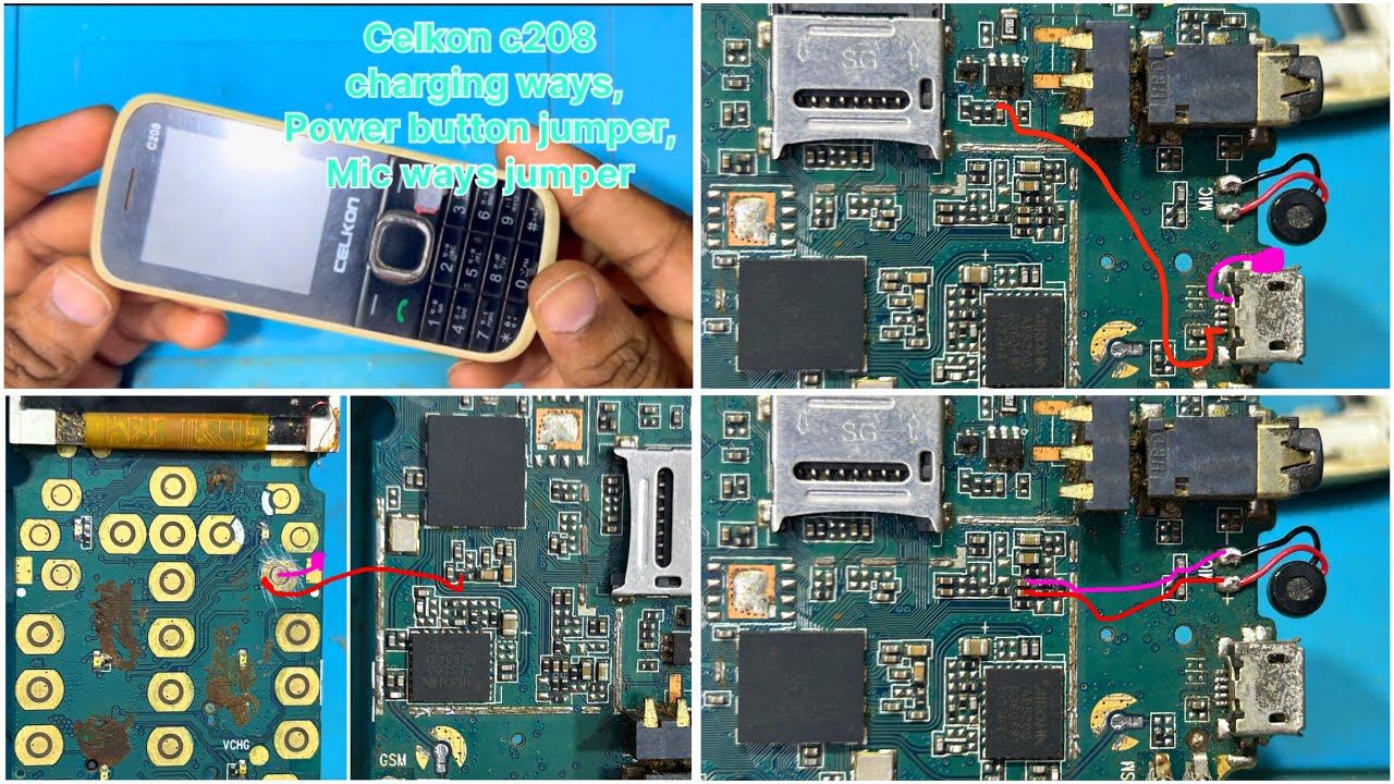 Celkon c208 charging jumper / celkon c208 mic ways jumper / celkon c208 power button jumper  