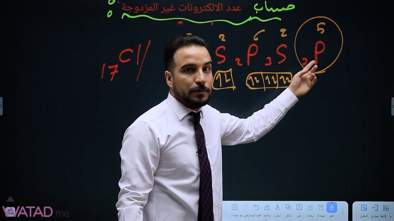عدد الالكترونات الغير مزدوجة - الكيمياء الثالث متوسط  - أ. علي الزبيدي