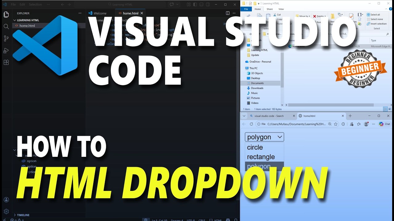 Как создать выпадающее меню в Visual Studio Code (HTML)