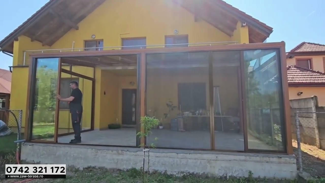 Terasa aluminiu inchisa cu sticla si plasa anti-insecte glisanta - Zaw-Terase.ro