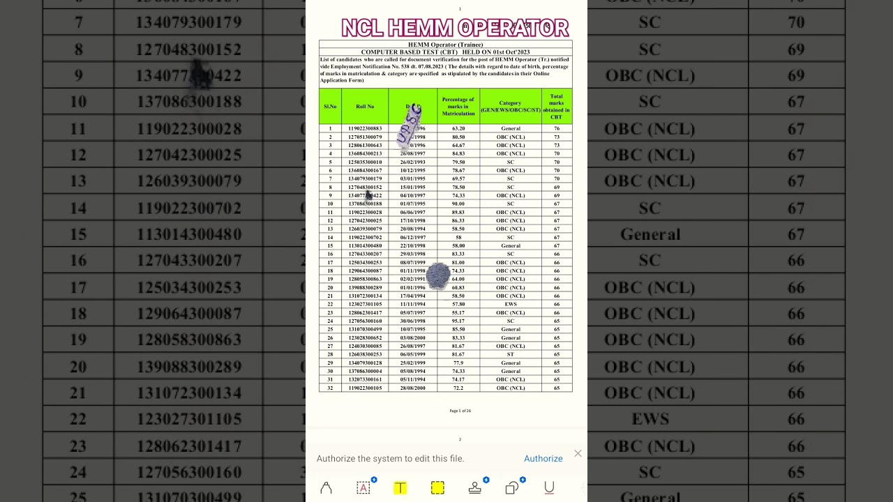 NCL HEMM OPERATOR RESULT 2023 🔥 #viral #trending #ytshort #trendingshorts #ncl #nclcil #shorts #hemm