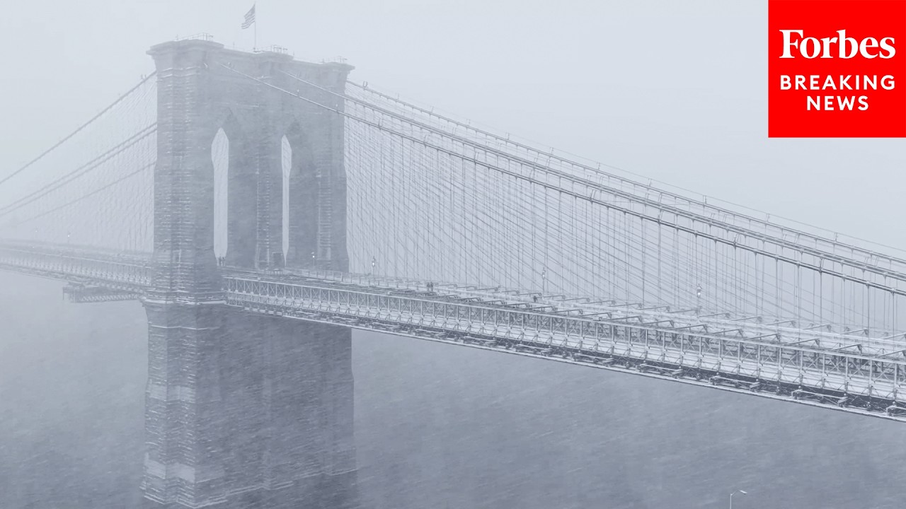 Drone Footage Captures Major Winter Storm In New York City As Snow Piles Up