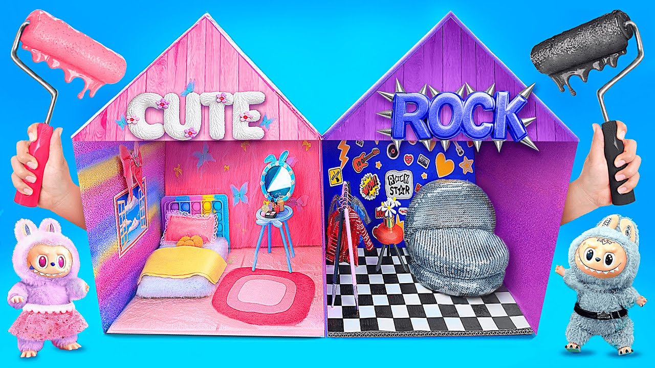 We Build Cardboard Doll House for Labubu / 8 DIY