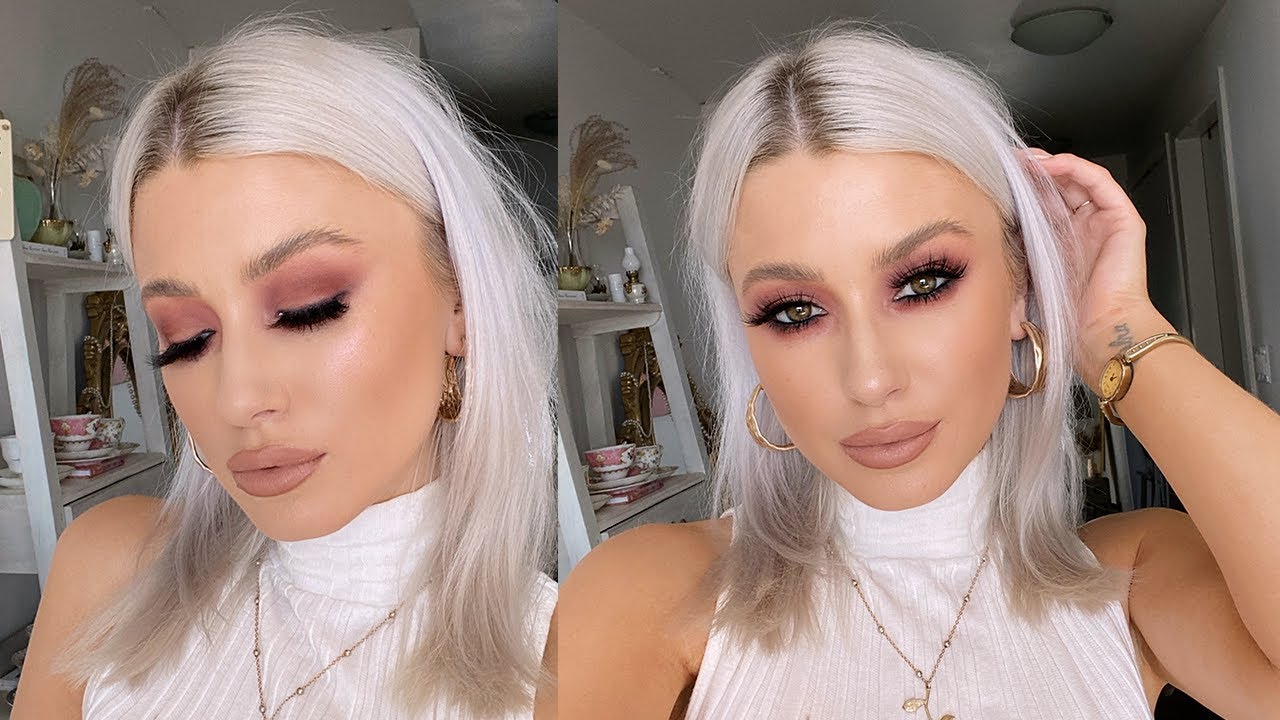 matte cranberry smokey eye | hudabeauty nude palette | lolaliner