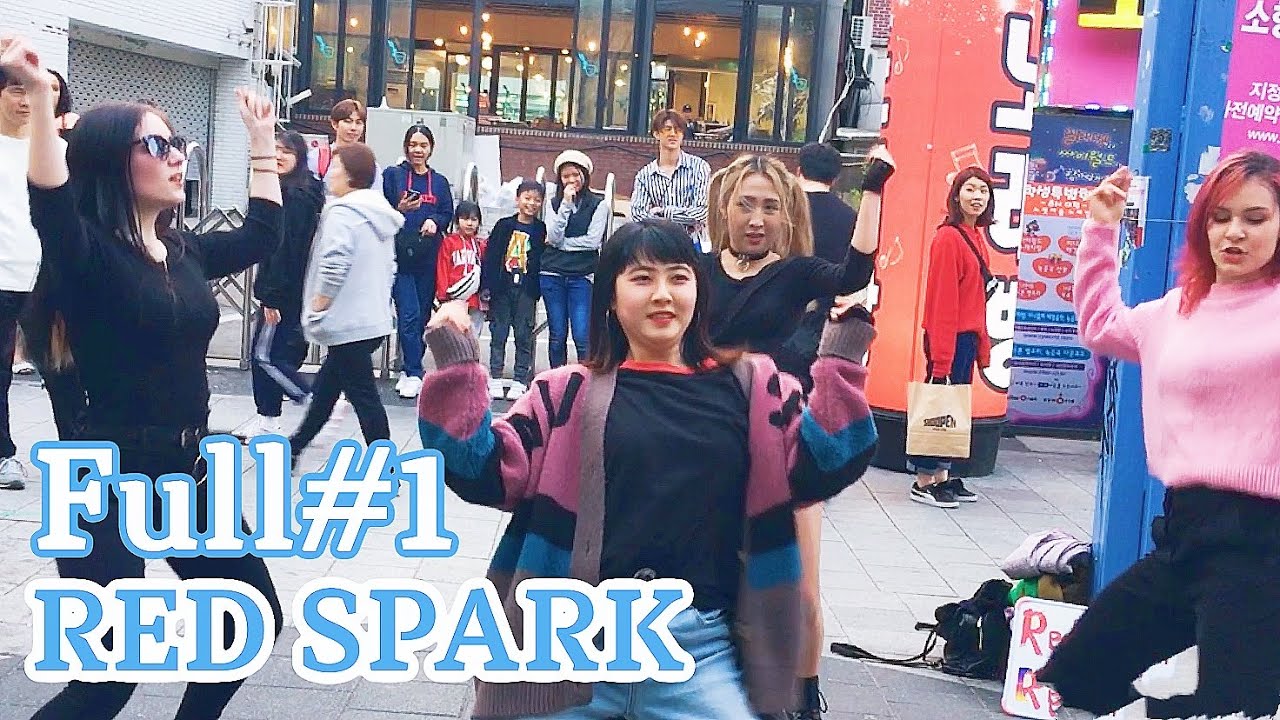 [K-POP in Public]  Full#1 190416 РУССКИЕ ТАНЦУЮТ В КОРЕЕ "RED SPARK" cover dance Hongdae busking