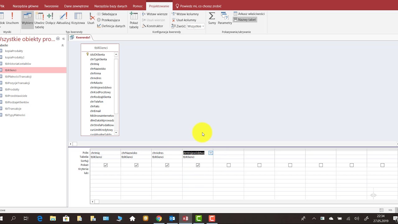 kwerenda wybierająca MS ACCESS