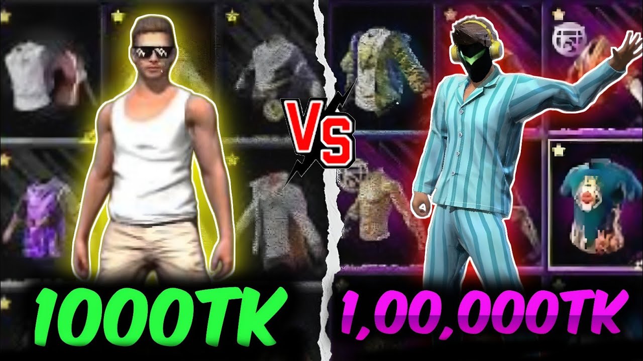1000৳ Vs 1,00,000৳ FF ID 🤑|Garena free fire