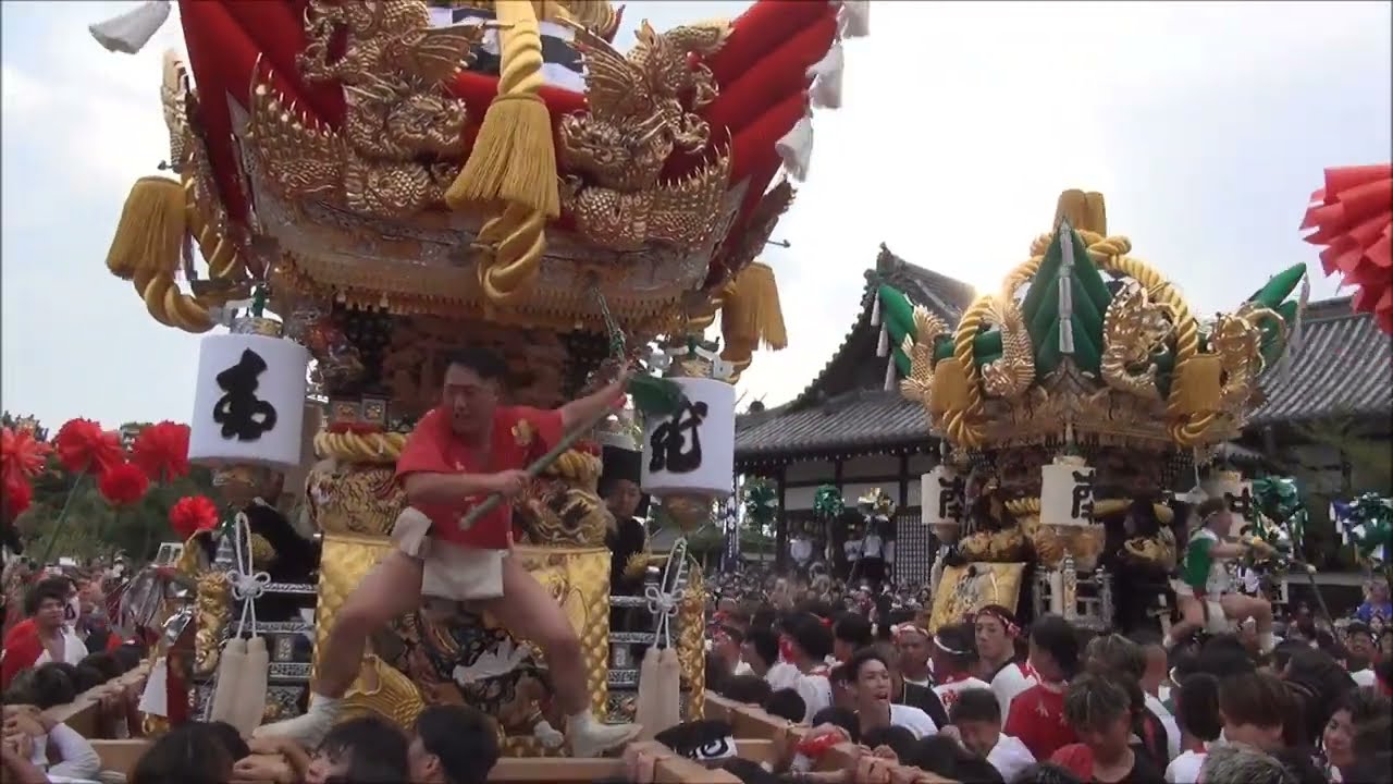 令和7年10月14日曽根天満宮秋祭り東之町屋台　境内練合せ