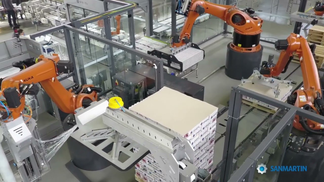 Sanmartin - Célula de Paletização de Latas com Robô