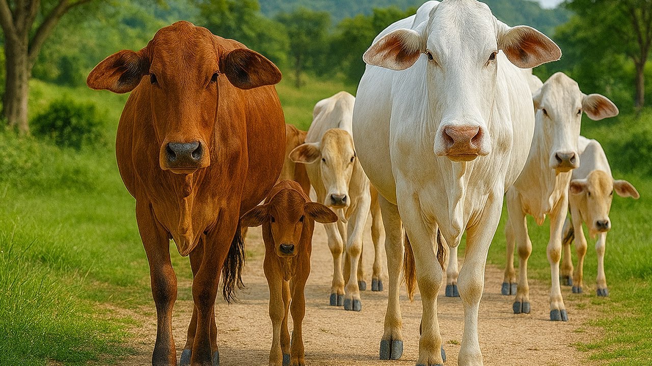 Gembala Kawanan Sapi Menuju kandang, Suara Sapi Moo, Sapi Lucu Yang sedang berjalan di jalanan