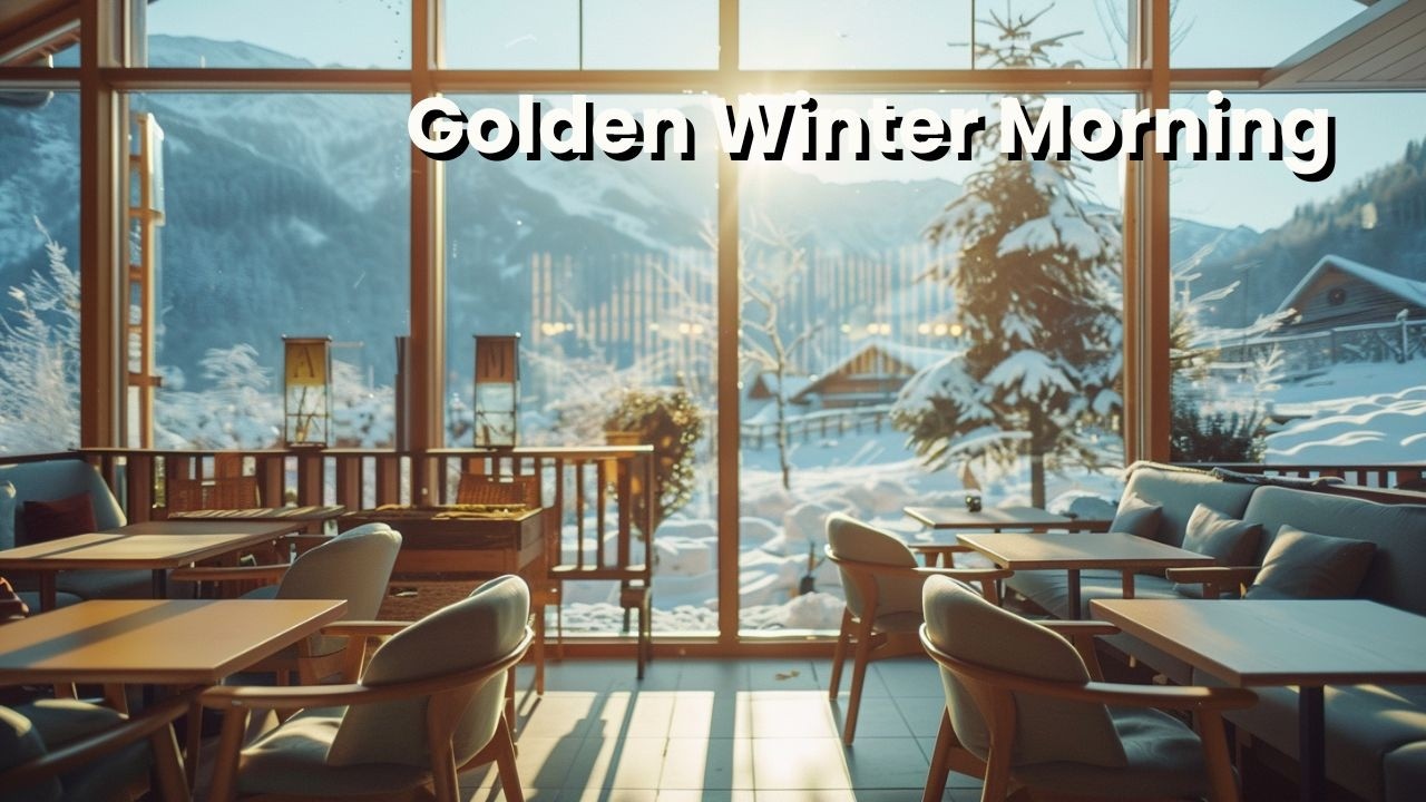 Golden Winter Morning Café ☀️ | Soft Piano & Snowy Mountain View