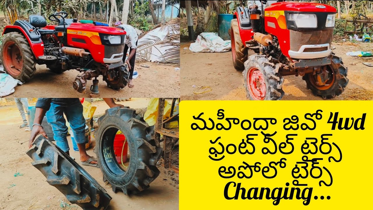 Mahindra jivo 4WD front wheel tyres changing..🔥🔥🚧🚧#viralvideo #tractorvideo #mahindra 