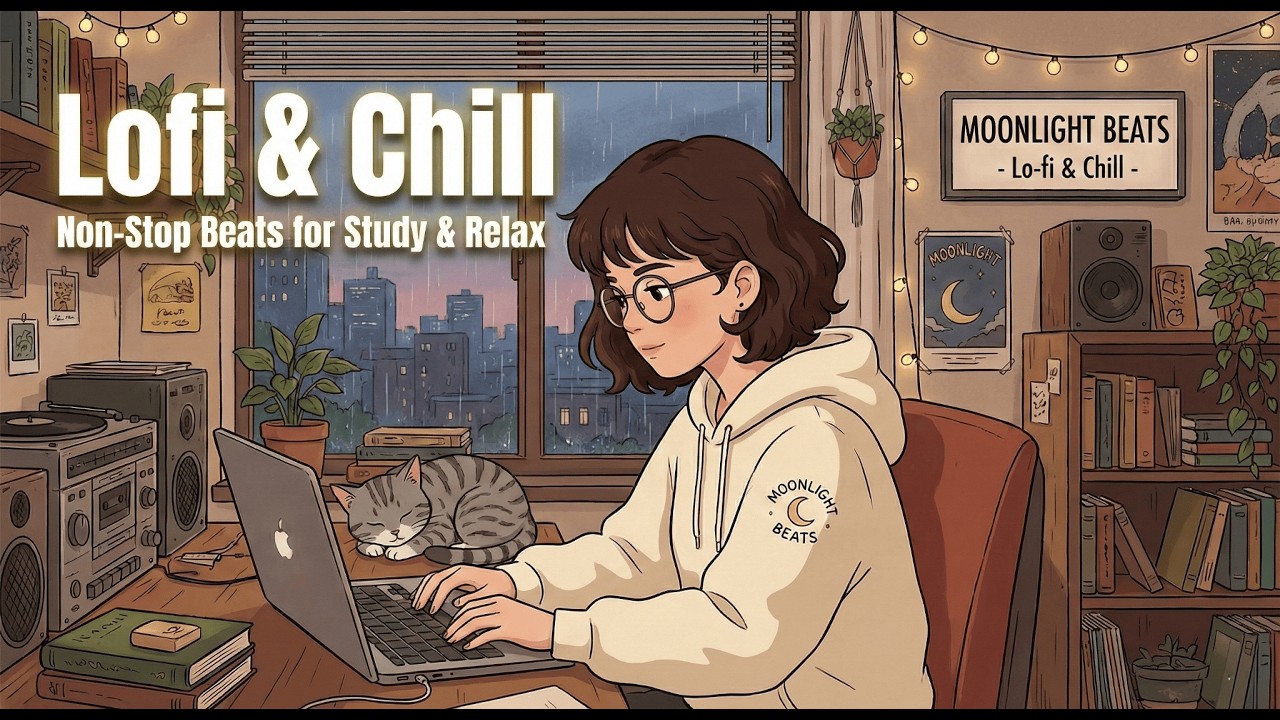 [STUDY WITH ME] Cozy Rainy Night - 1 Hour Deep Focus Study (Pomodoro Timer 25/5) - Capycapy lofi #6