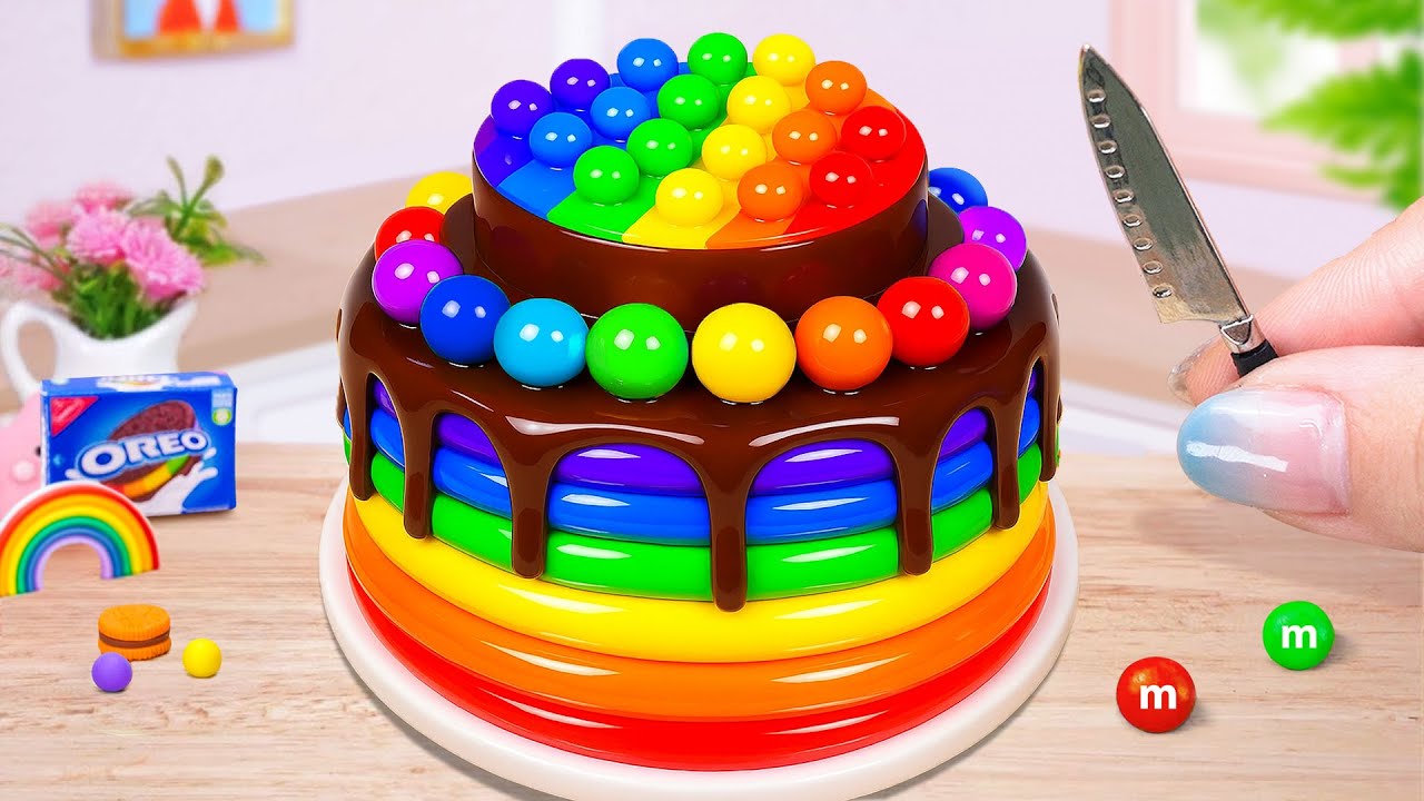 Pastel de Chocolate Arcoíris 🍫🌈 Colorido Rainbow Chocolate Cake en Mini 🍰