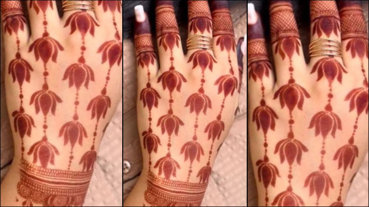 Very beautiful lotus mehndi design || Karwachauth Mehandi Design 2024 || Back hand mehndi design