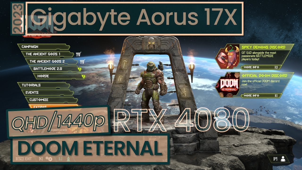 RTX 4080 | Gigabyte Aorus 17X (2023) | Doom Eternal gameplay test