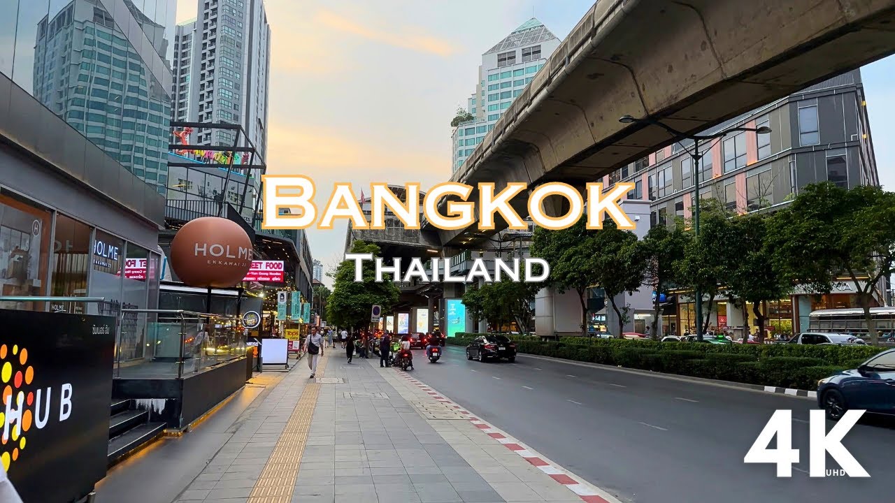 【4k real sound】Real Street Walking in the afternoon in Bangkok, Thailand
