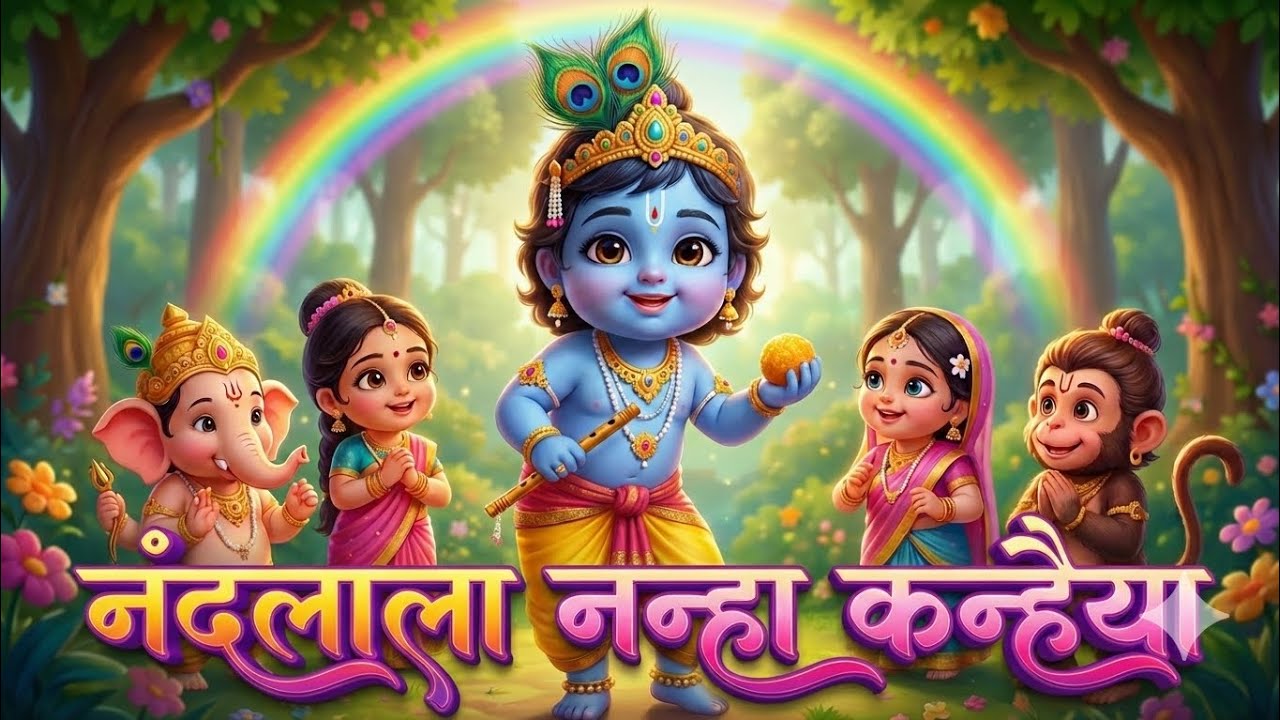 Baby Krishna Song 🦚 नन्हा कन्हैया | Krishna Nursery Rhymes | Bal Krishna Cartoon Song