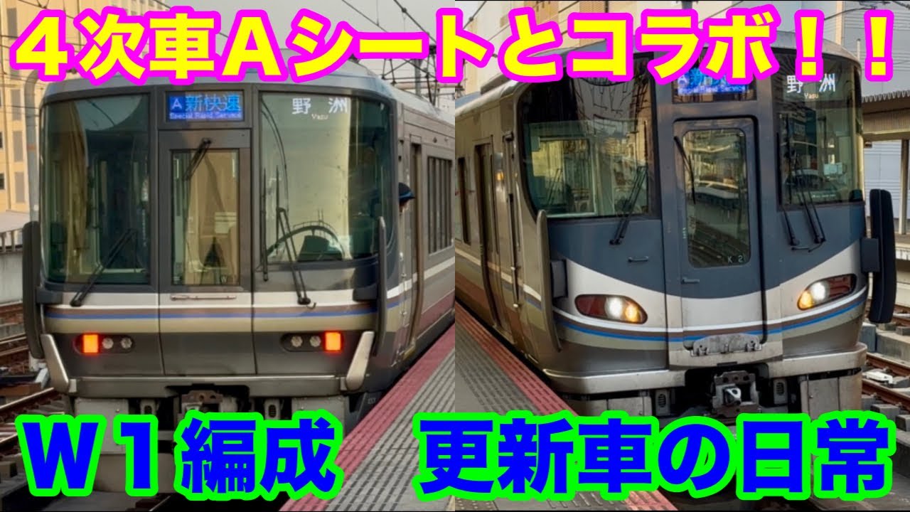 【新快速電車】223系1000番台　W1編成更新車が225系100番台4次車（内Aシート700番台）とコラボした！！【JR姫路駅】【2025/12/07】