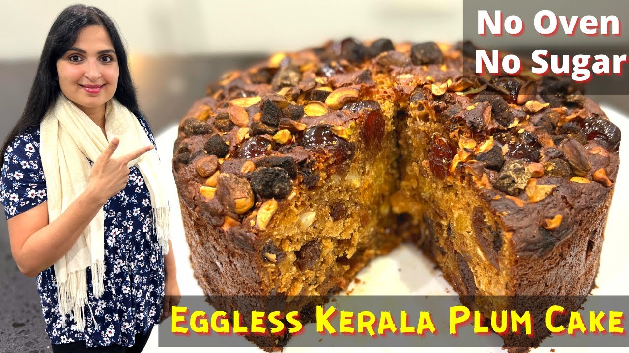 EGGLESS Whole Wheat Jaggery Christmas Plum Cake | Without Oven | Fruits & Nuts Cake Recipe | #Cake