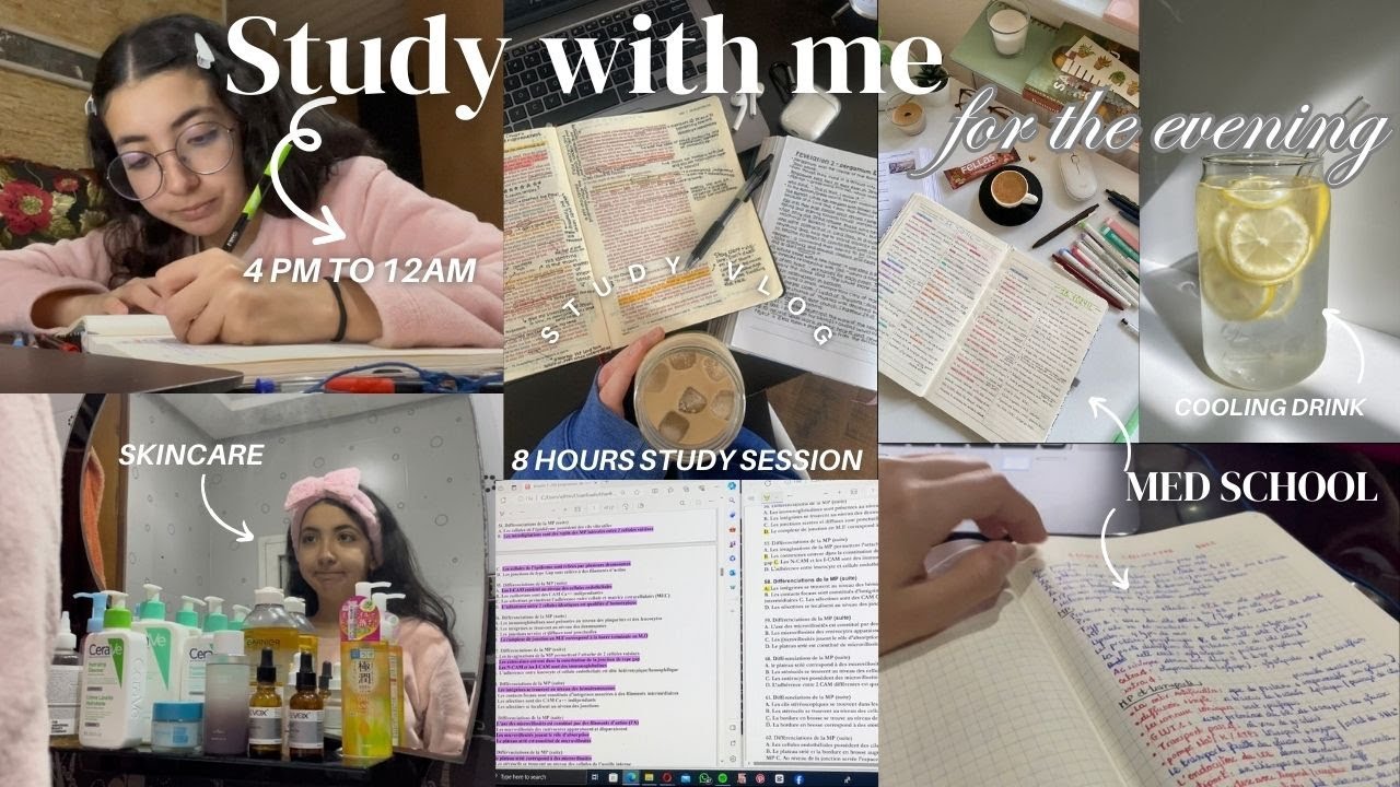 УЧИСЬ СО МНОЙ вечер с 16:00 до 00:00 *студент-медик* 📚⏳ Вечер учебы (раскрываю свои методы учебы...)