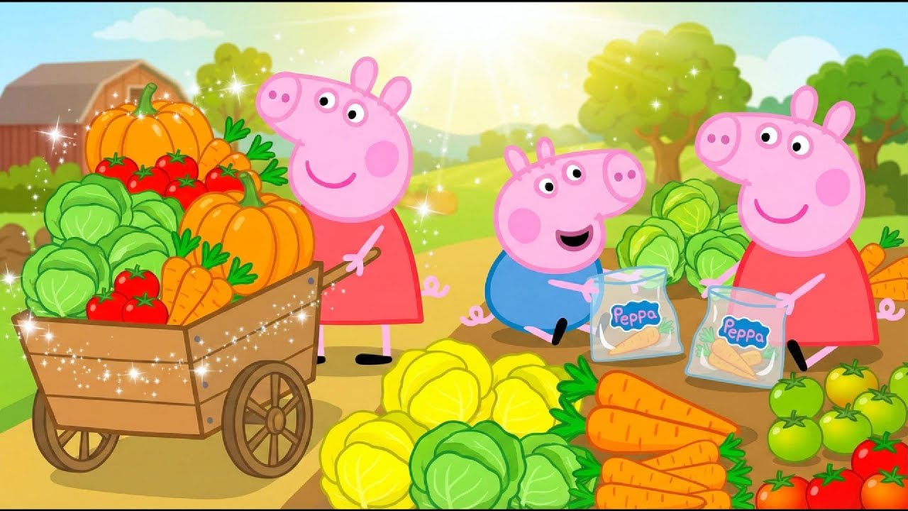 Peppa Pig : GIANT VEGGIE HARVEST DAY! 🥕🎃🥬 Peppa & Family Gather Mountains of Vegetables 😱✨
