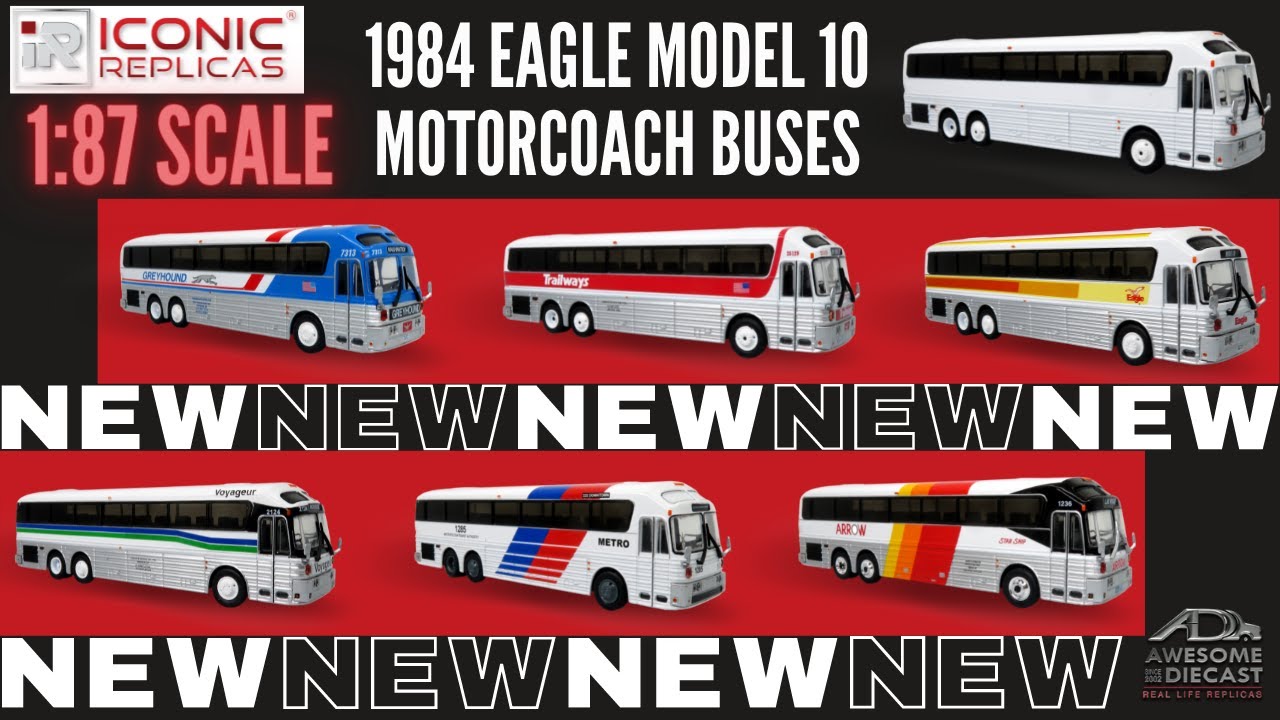 Iconic Replicas 1:87 Eagle Model 10 Motorcoach Buses - 7 VERSIONS!