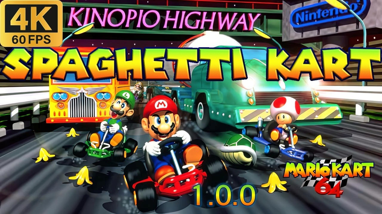 Spaguetti Kart 1.0.0 (Mario Kart 64) en windows PC. Rendimiento igual al nativo + texturas en 4K HD.