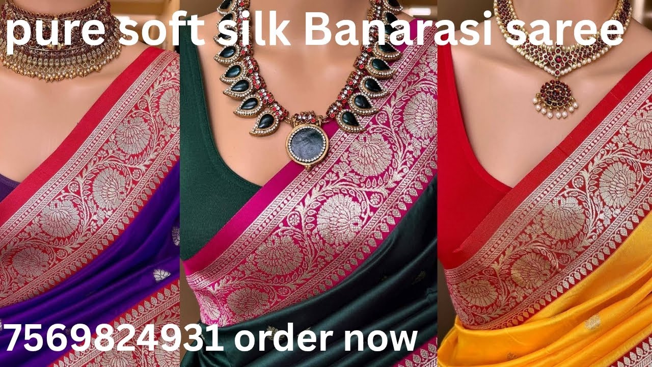 Pure silk Banarasi sarees 💯 soft silk if you like order this number 7569824931 # vlog #saree #sarees