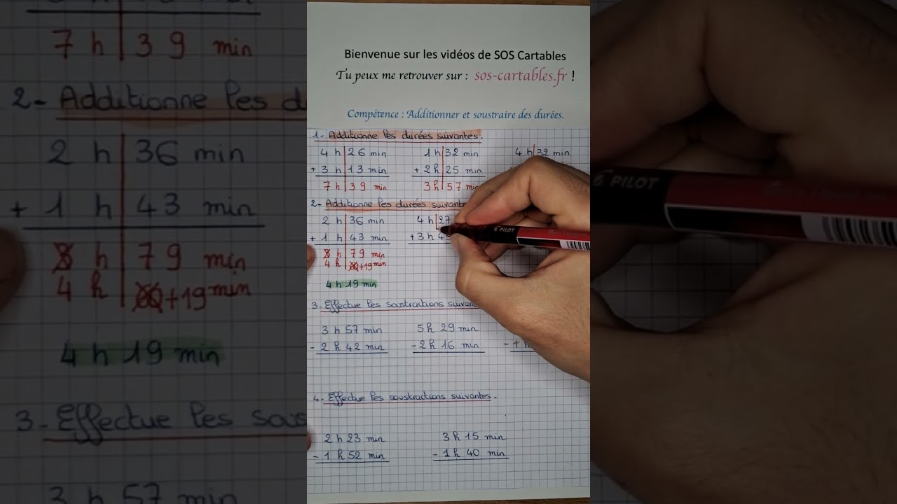 Additionner des durées (1)