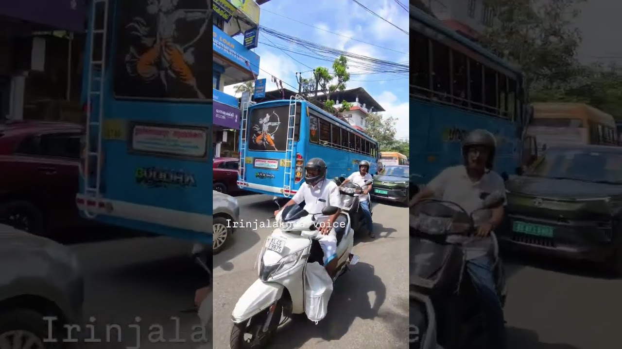 Illegal parking in the Irinjalakuda Town Hall area is causing traffic congestion.