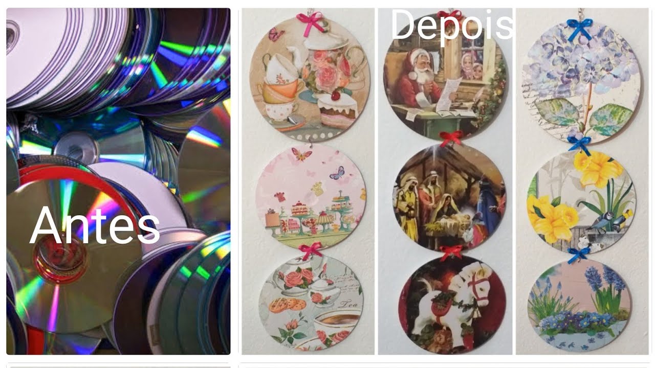 CDS decorados com decoupage com guardanapos