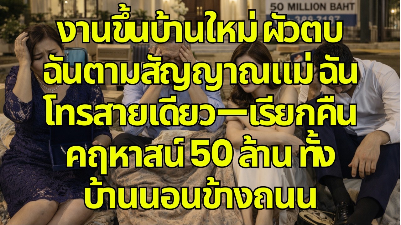 งานขึ้นบ้านใหม่ ผัวตบฉันตามสัญญาณแม่ ฉันโทรสายเดียว—เรียกคืนคฤหาสน์ 50 ล้าน ทั้งบ้านนอนข้างถนน