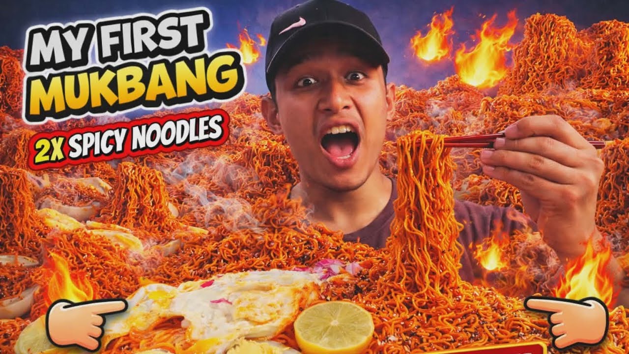My First Mukbang 5 Packets Spicy Noodles 🍜 Challenge 😱 |MR MAGAR VLOG| #foryou #mukbang 