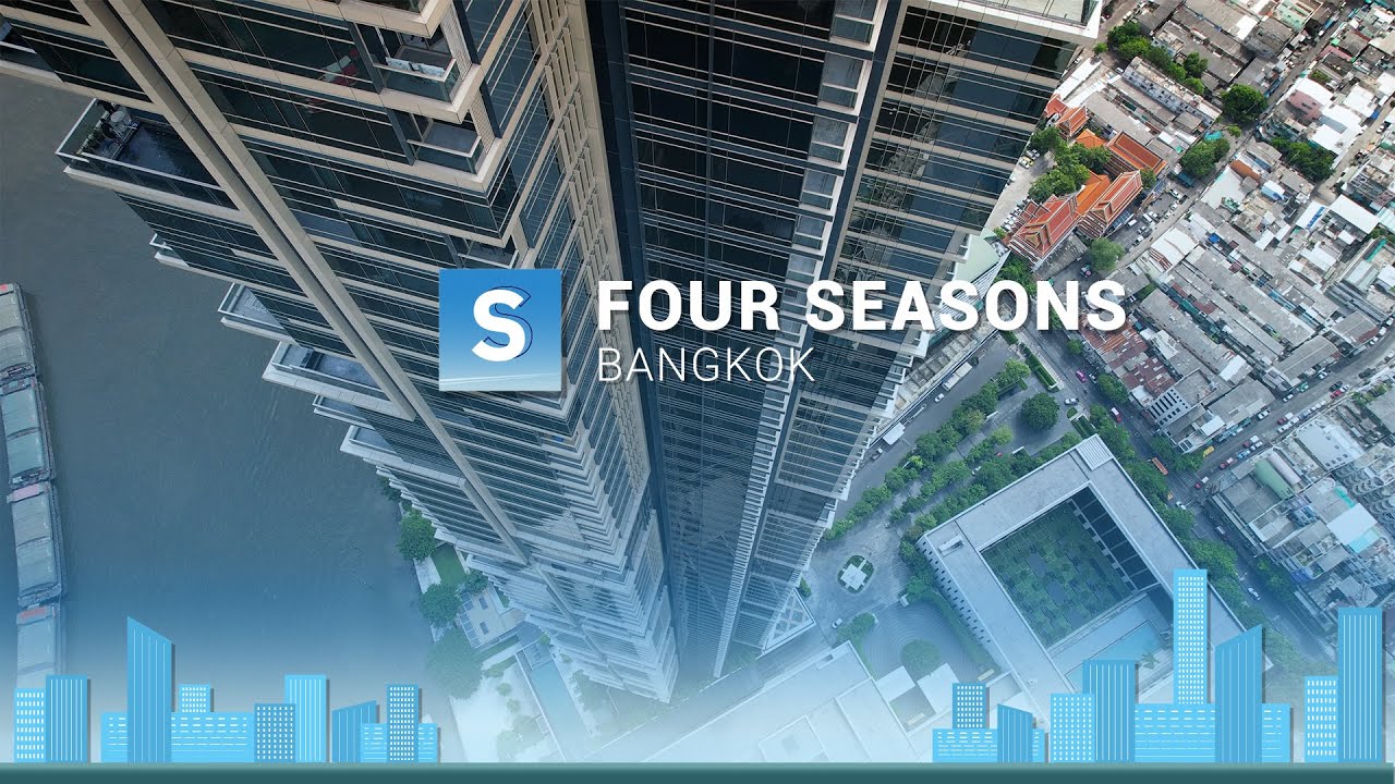 Bangkok High-rise: Four Seasons Private Residences, Aerial 4K Drone View/กรุงเทพฯ/ทางอากาศ/โดรน