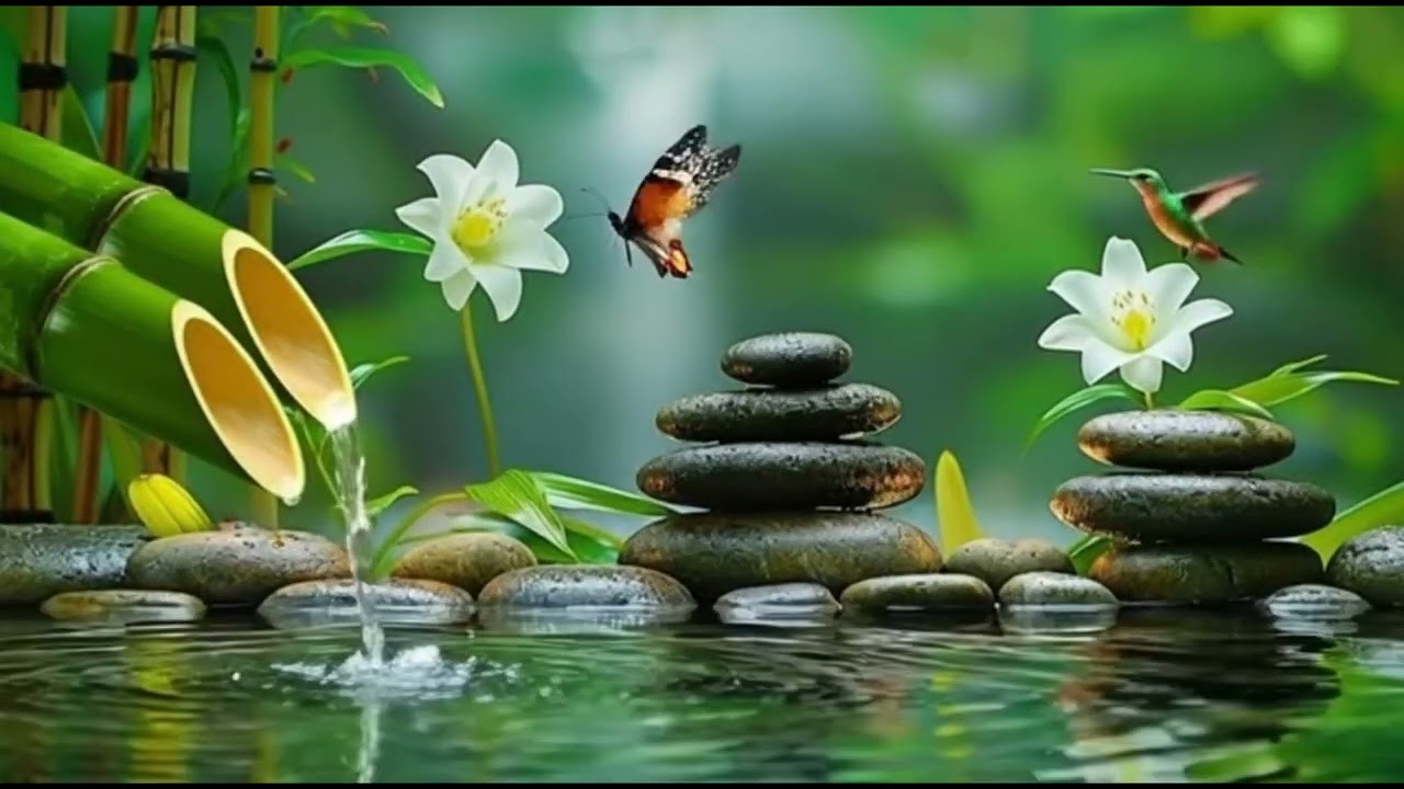 Relaxing Music Hummingbirds and Butterflies in Zen Paradise|Soothing Meditation Music & Water Sounds